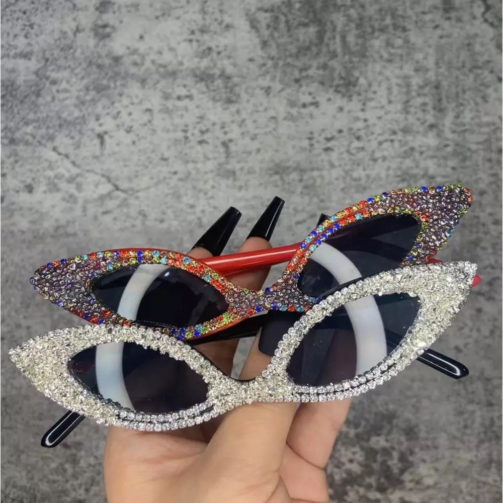 Simplybeautyful Rhinestone Cat Eye Sunglasses…Color: Red